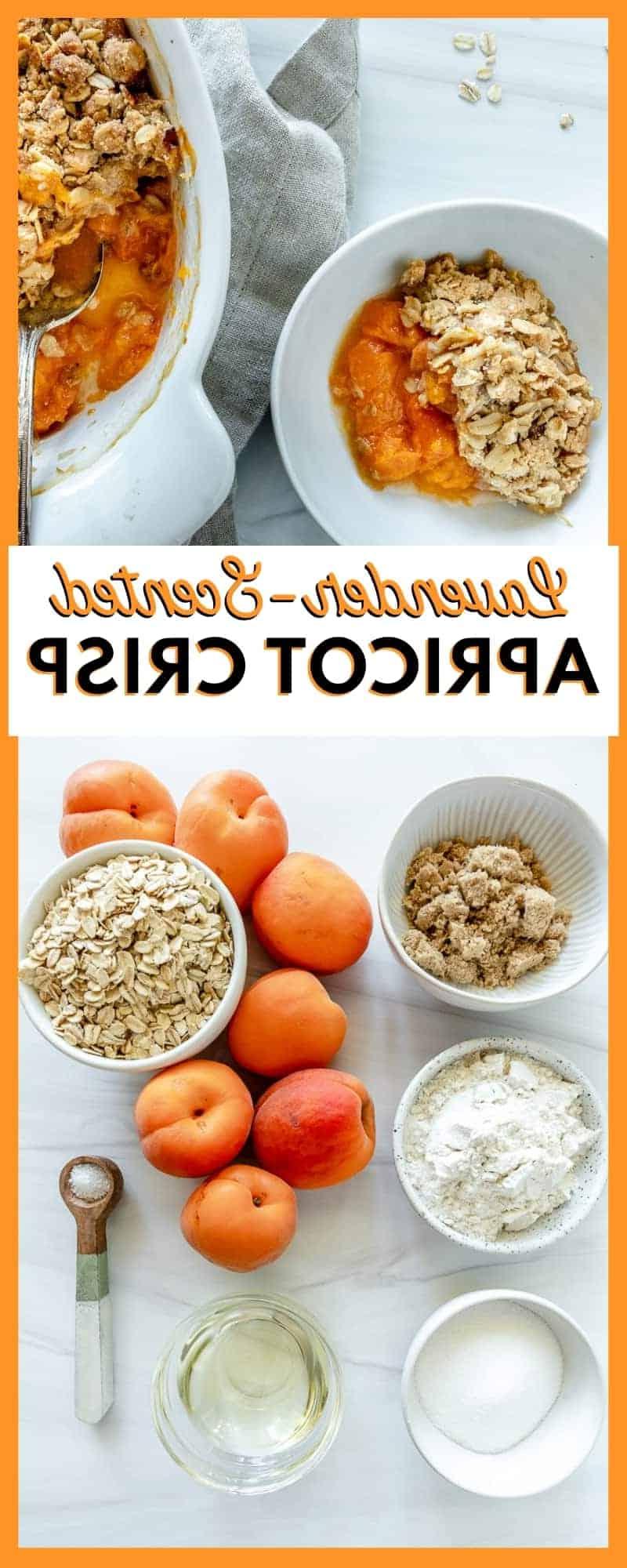 Veganer Aprikosen-Streusel 4 Pinterest-Grafik für Lavendel-Aprikosen-Crisp