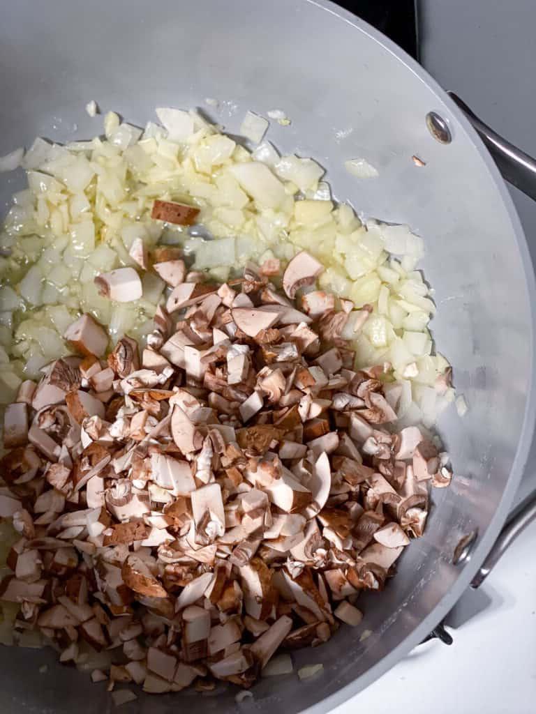 mushrooms added to pan