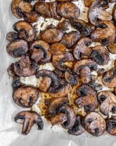 post roasting mushrooms on baking sheet