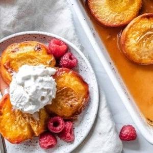 Gebackene Pfirsiche 10 Vegane Geröstete Pfirsiche Plant Based on a Budget