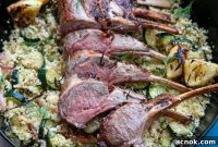 Perfectly Roasted Rosemary Lemon Lamb Rack and Herbed Couscous