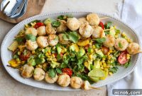 Fiery Grilled Scallops with Creamy Avocado Corn Salad