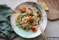 Golden Scallops with Spring Asparagus Risotto