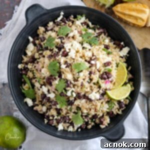brown rice black bean salad with feta square image