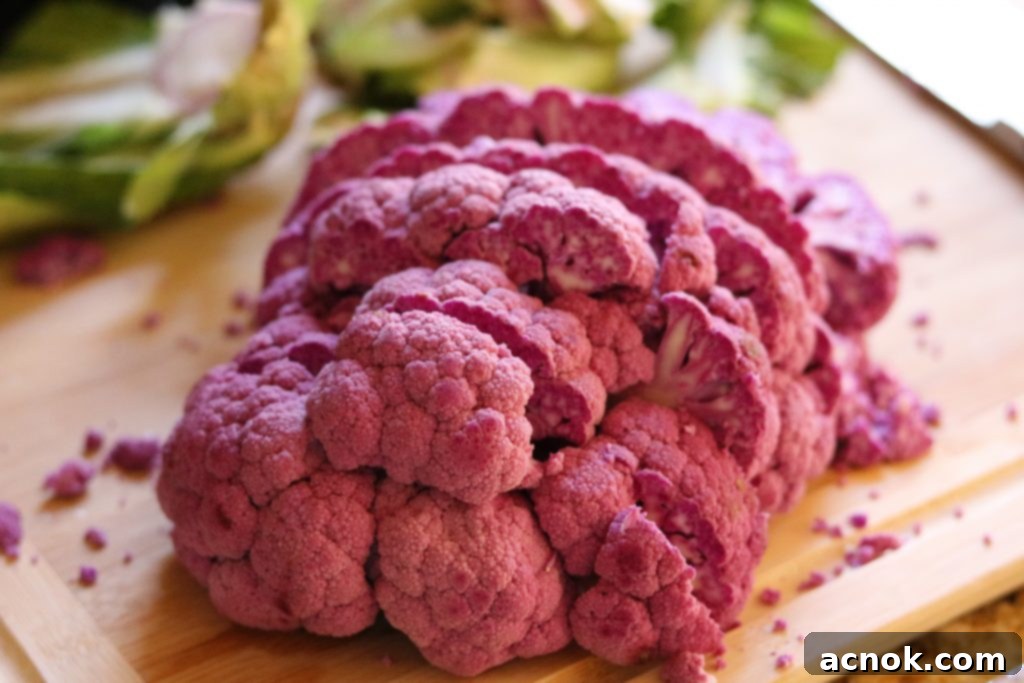 Purple Cauliflower being sliced