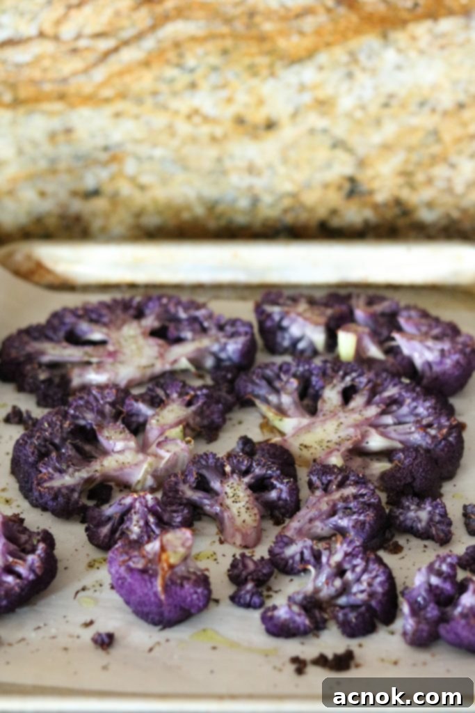 Roasted Purple Cauliflower in a bowl