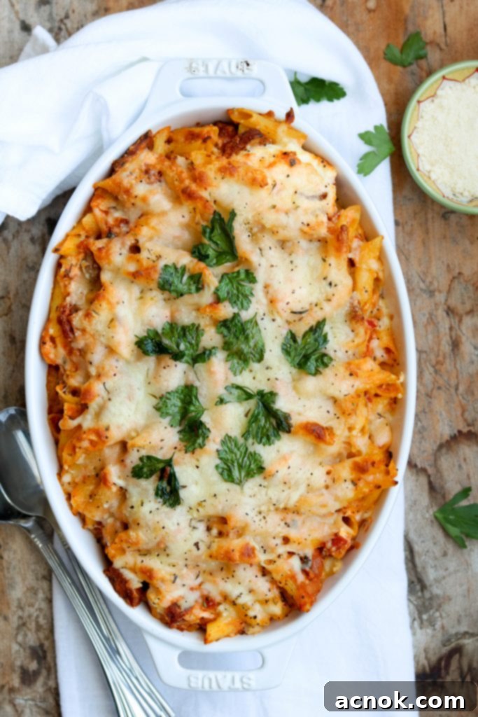 pasta baked on white 