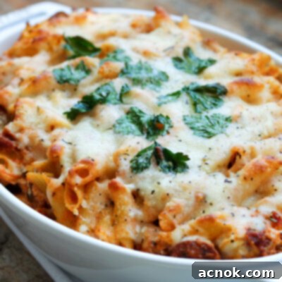 baked pasta in dish