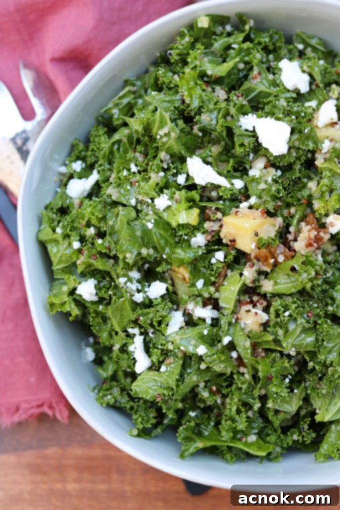 Sweet Kale Quinoa Salad with Feta plated
