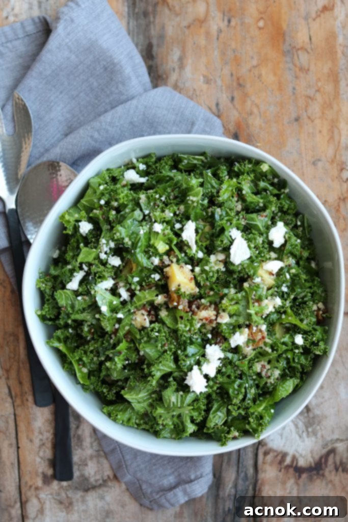 Sweet Kale Quinoa Salad with Feta plated