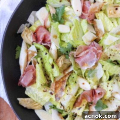 hearts salad with prosciutto in bowl
