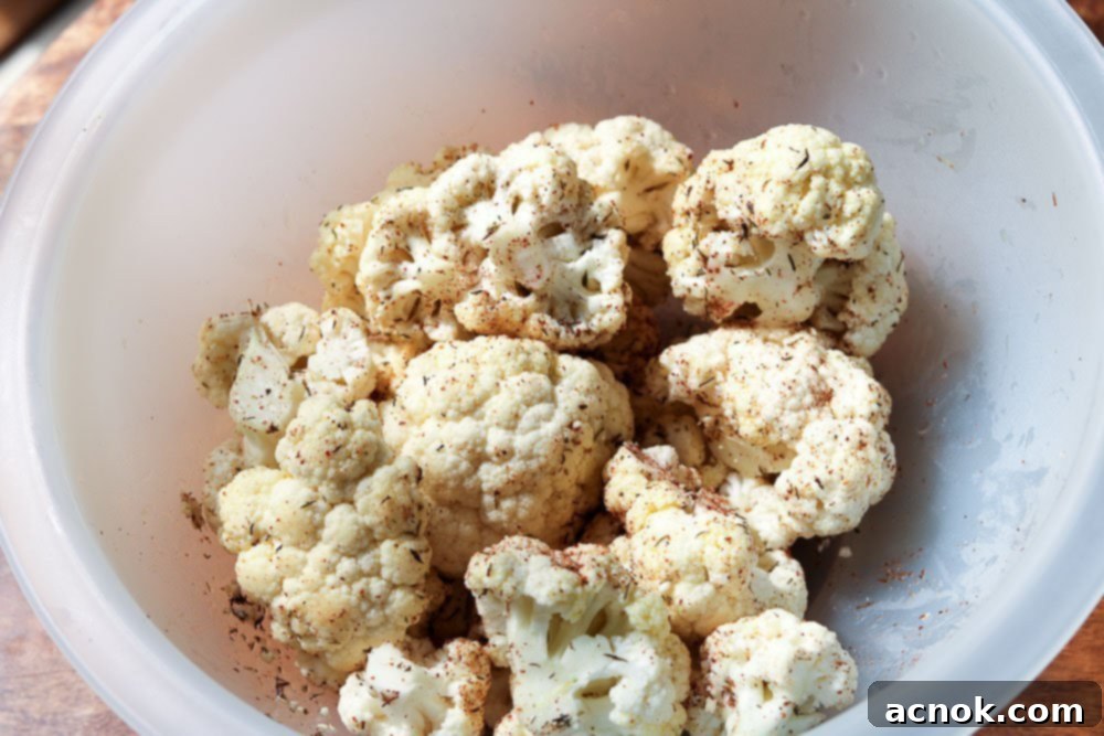 Cauliflower florets coated with Za'atar spice blend