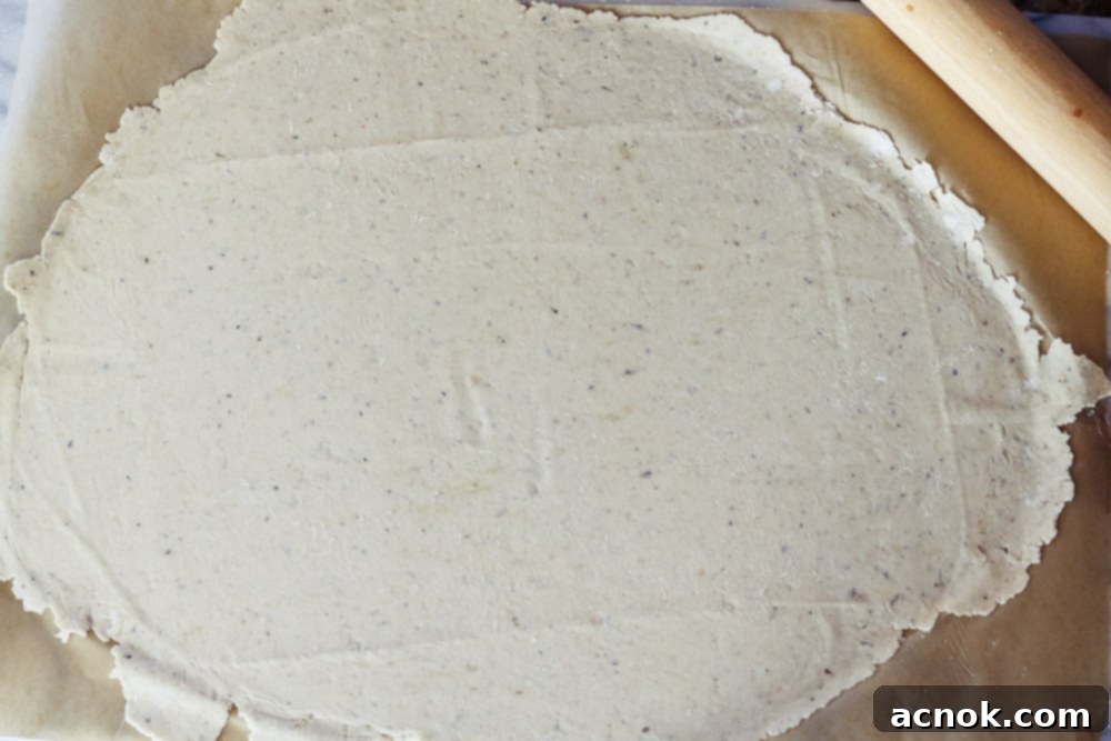 cracker dough rolled out to desired thinness