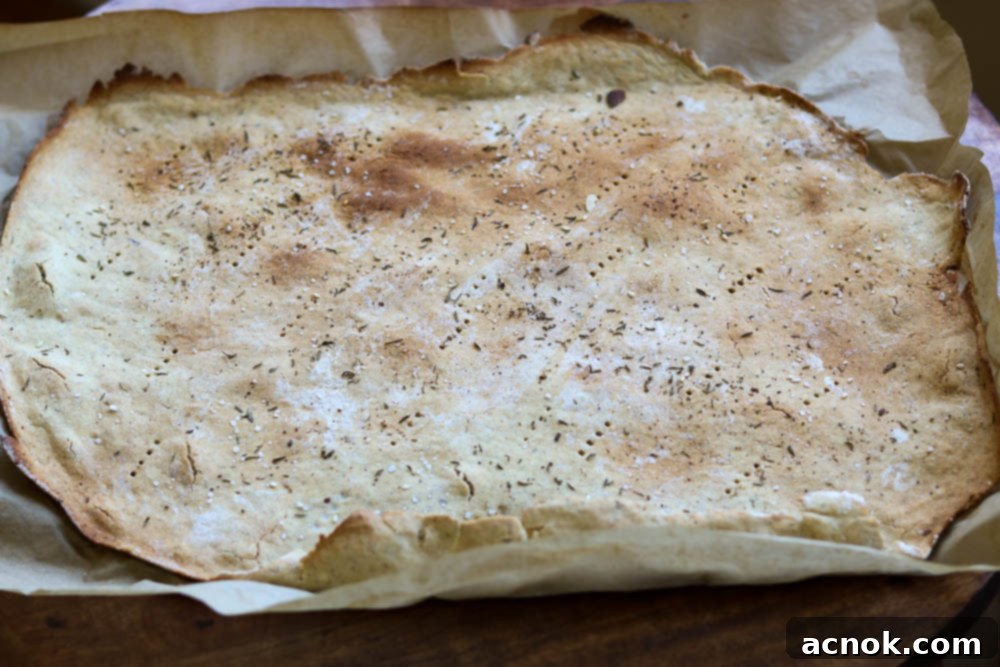 gluten free cracker out of the oven, golden and crisp