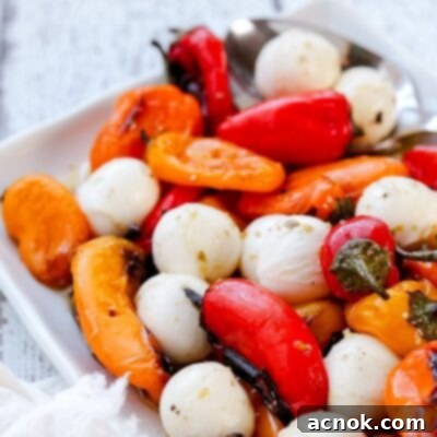 Delicious grilled baby peppers and mozzarella salad