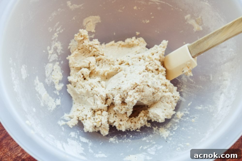 Wet gluten-free cracker dough ready for rolling