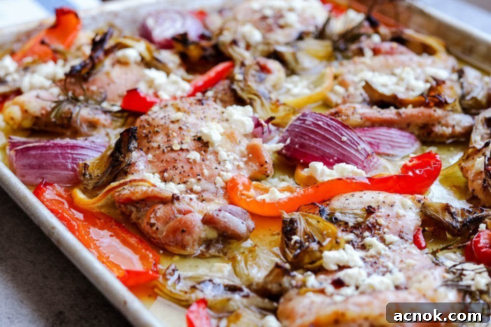 close up of artichoke chicken bake