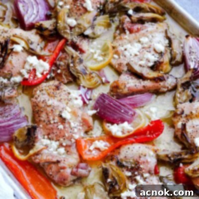 Artichoke Chicken Bake on sheet pan