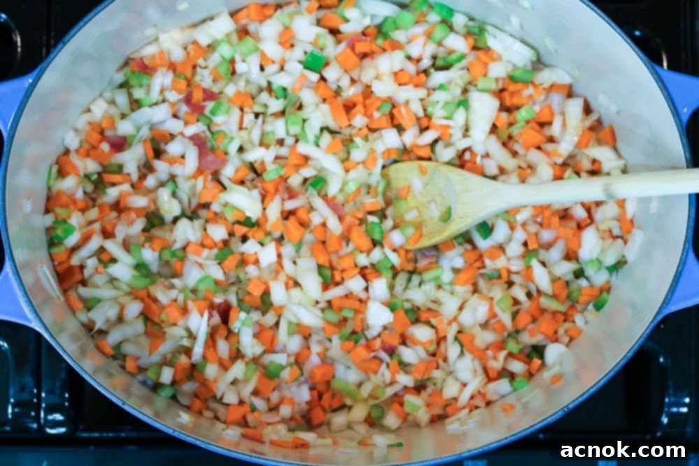 carrots, celery and onion in dutch oven 