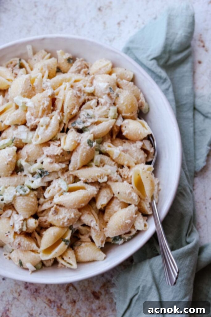 Nancy's Tuna Macaroni Salad 3 Tuna Macaroni Salad in bowl with spoon