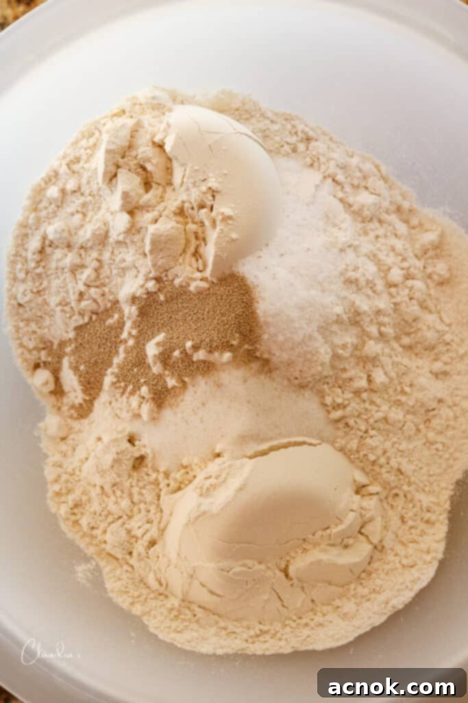 dry ingredients for pizza dough in a bowl