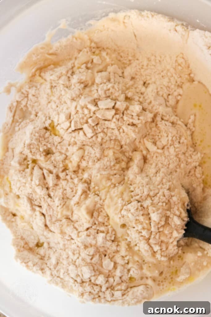 mixing dry ingredients for pizza dough and adding warm water