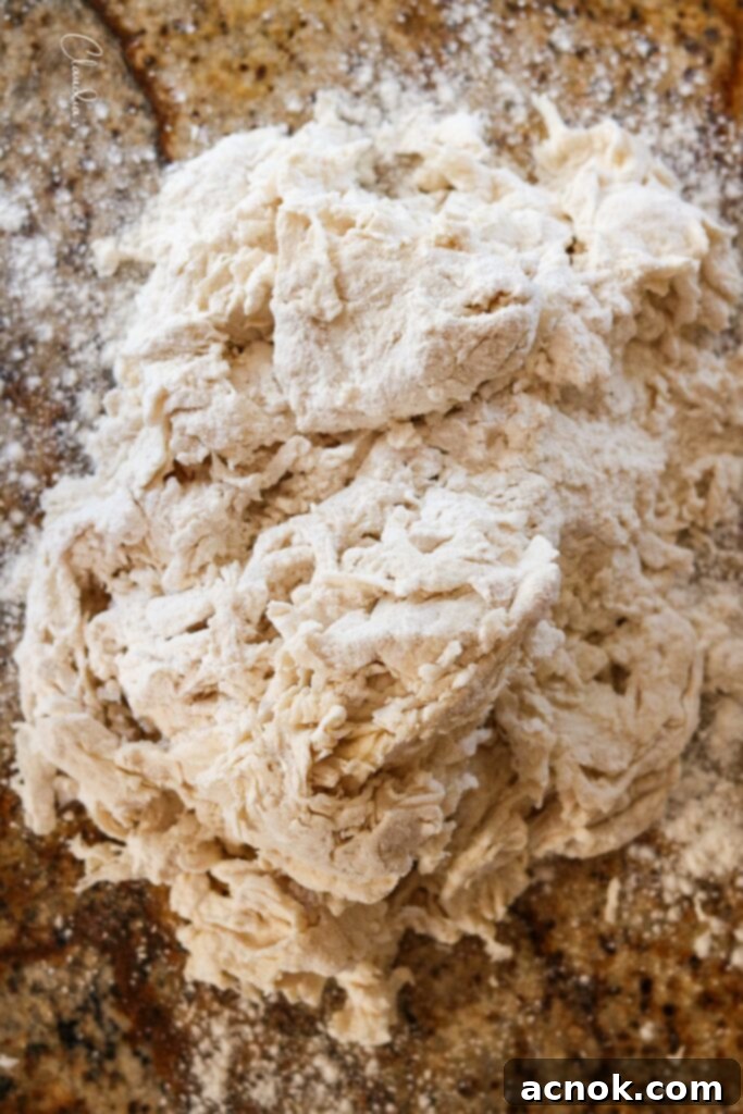 pizza dough turned onto a floured surface for kneading