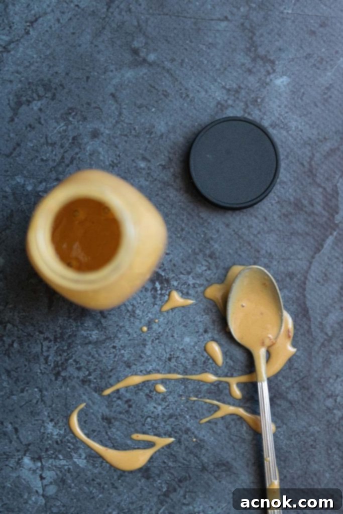 top view of creamy sesame dressing