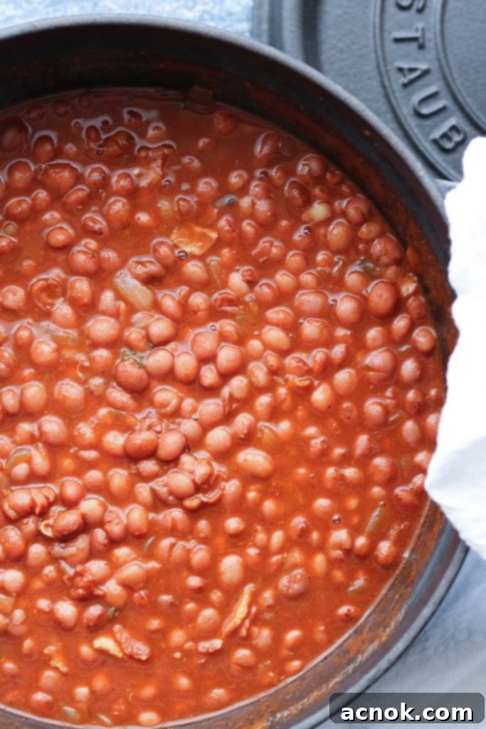 Santa Maria Style Pinquito beans in Staub case iron pot
