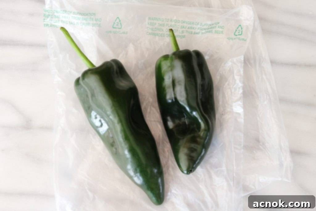 poblano peppers on bag