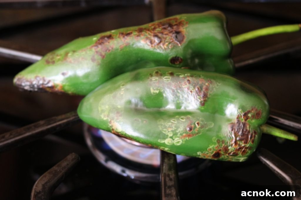 poblanos charring