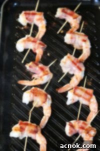 turning shrimp on grill