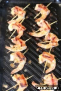 chutney glazed shrimp caramelizing on grill