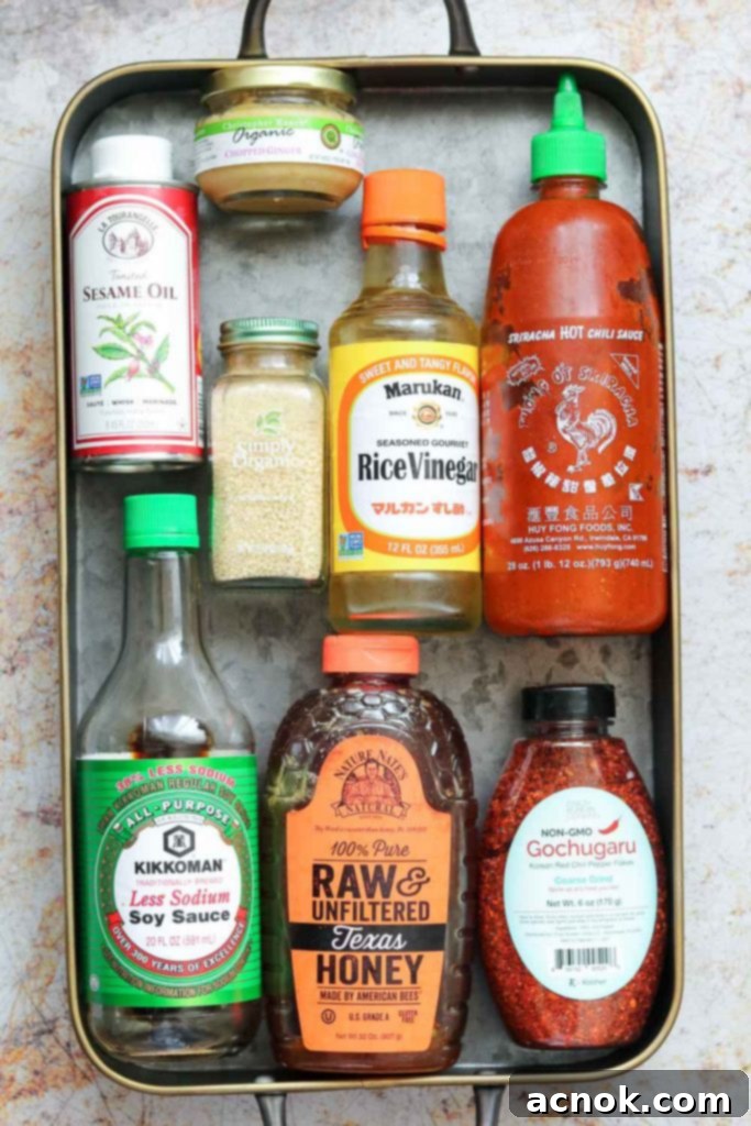 Ingredients for spicy Korean style tofu bowls laid out