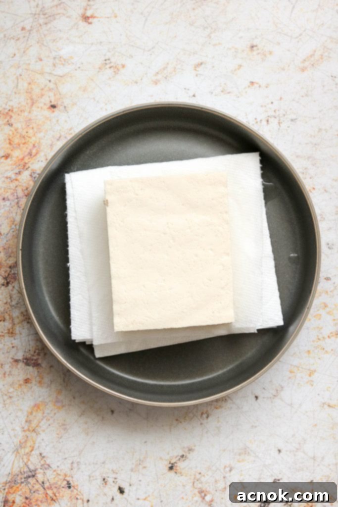 Block of tofu for spicy Korean style tofu bowls