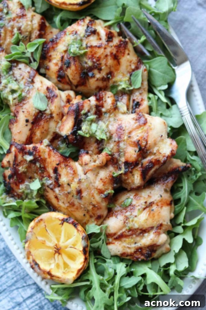 grilled lemon oregano chicken with Salmoriglio