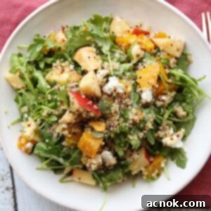 square image of roasted golden beet arugula apple salad