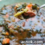 Spoon of Italian Lentil Sausage Soup