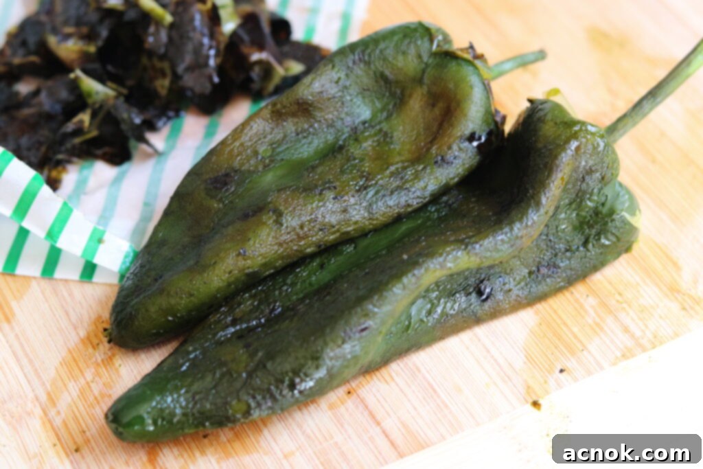 roasted, peeled poblano chiles