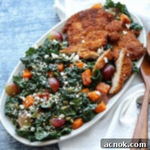square image chicken schnitzel with kale autumn salad