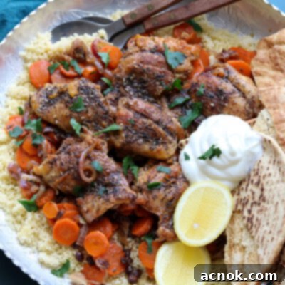 horizontal one pan chicken zaatar with carrots and currants