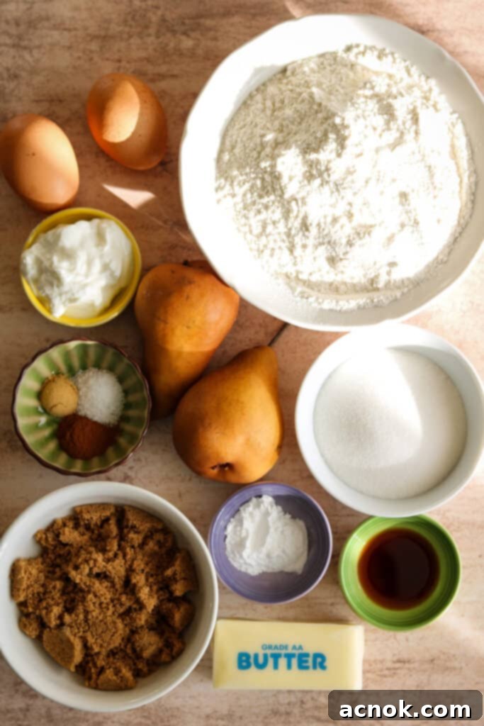ingredients for pear ginger bread 
