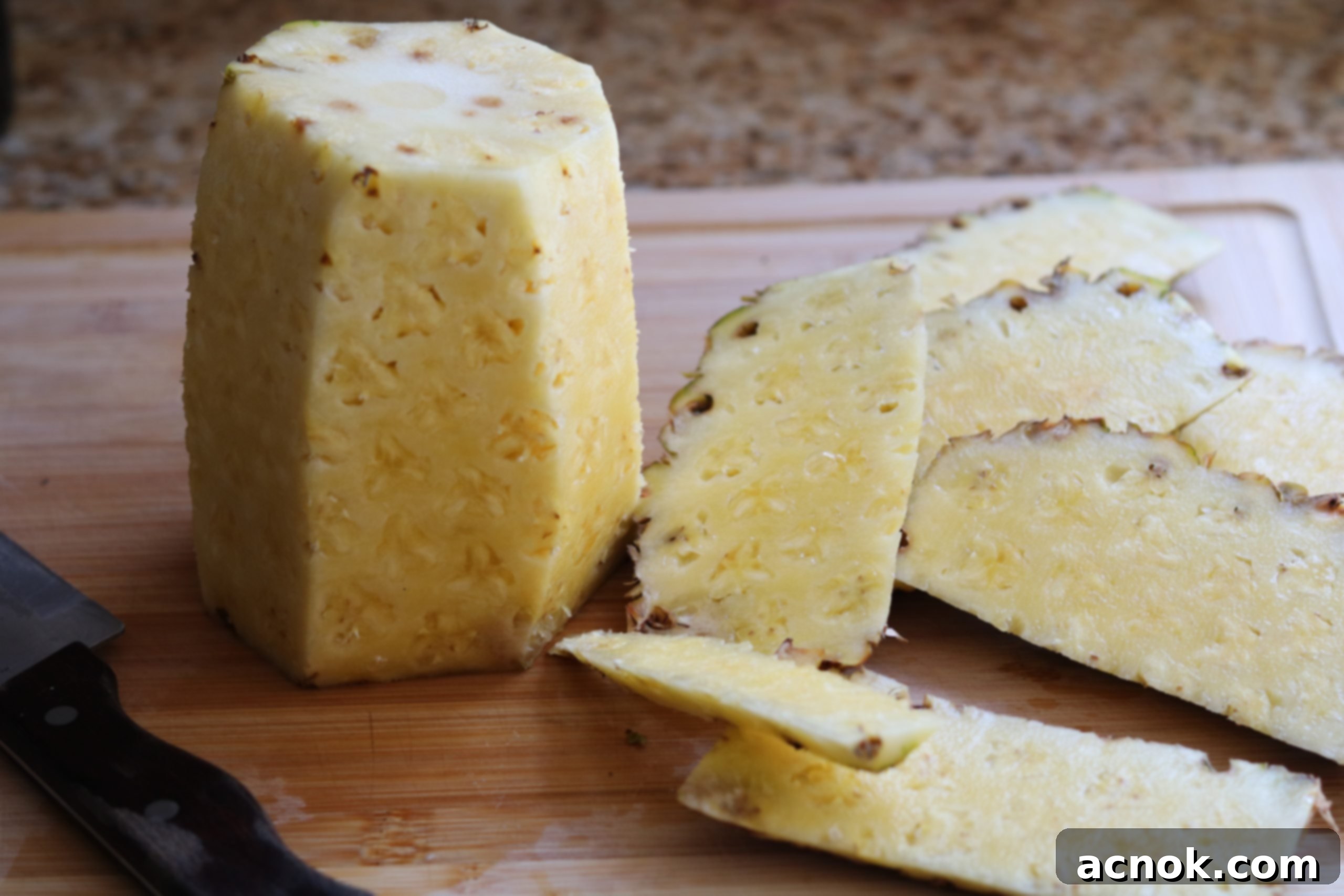 Pineapple with peel removed