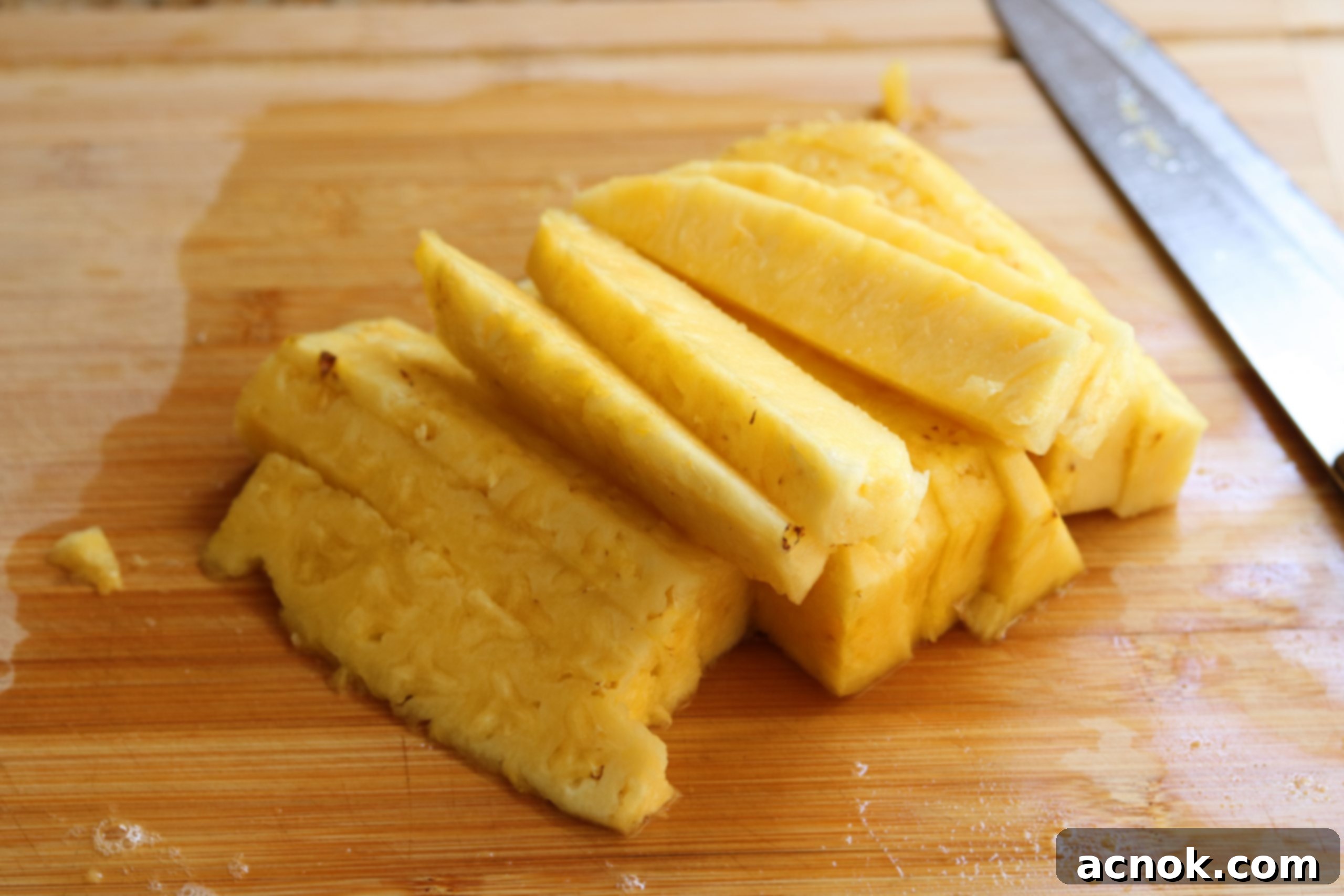 Pineapple sliced into wedges