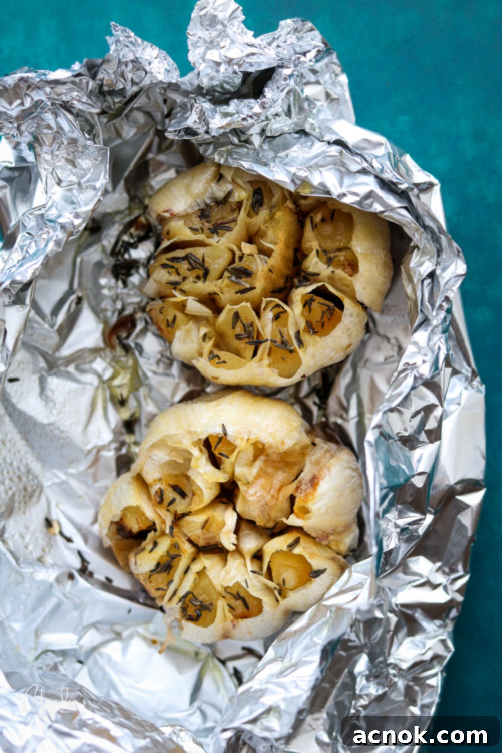 perfectly roasted garlic heads with golden-brown cloves