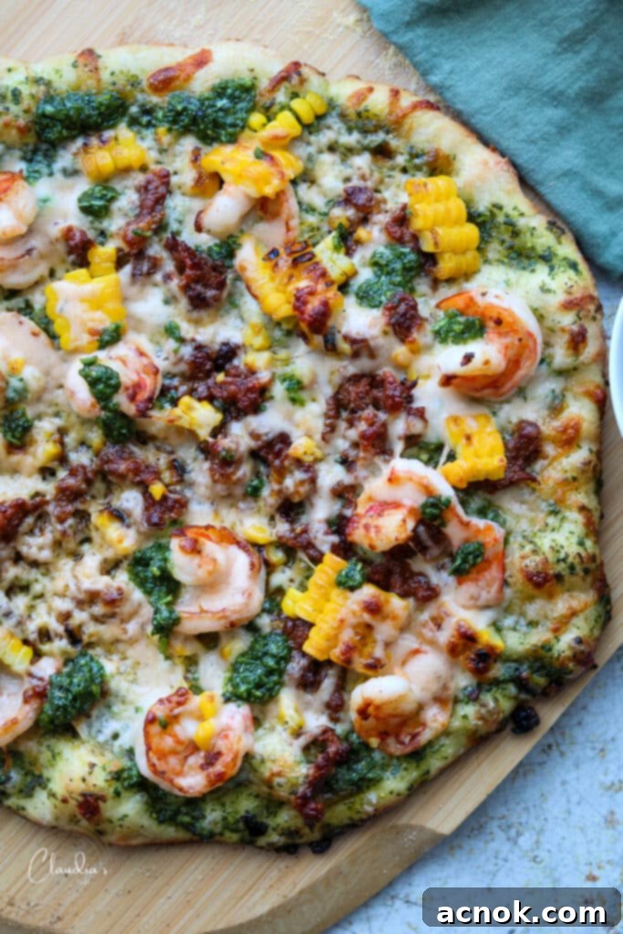 spicy shrimp and chorizo pizza 
