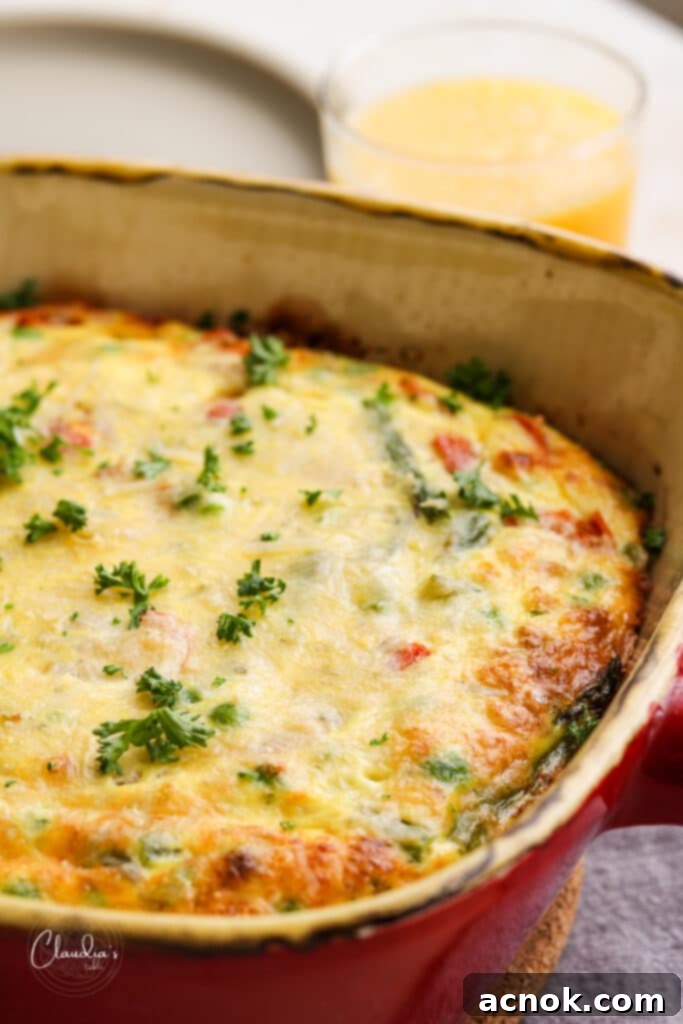 side view frittata with orange juice 