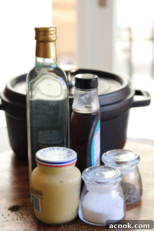 Simple ingredients for making homemade Maple Vinaigrette Dressing