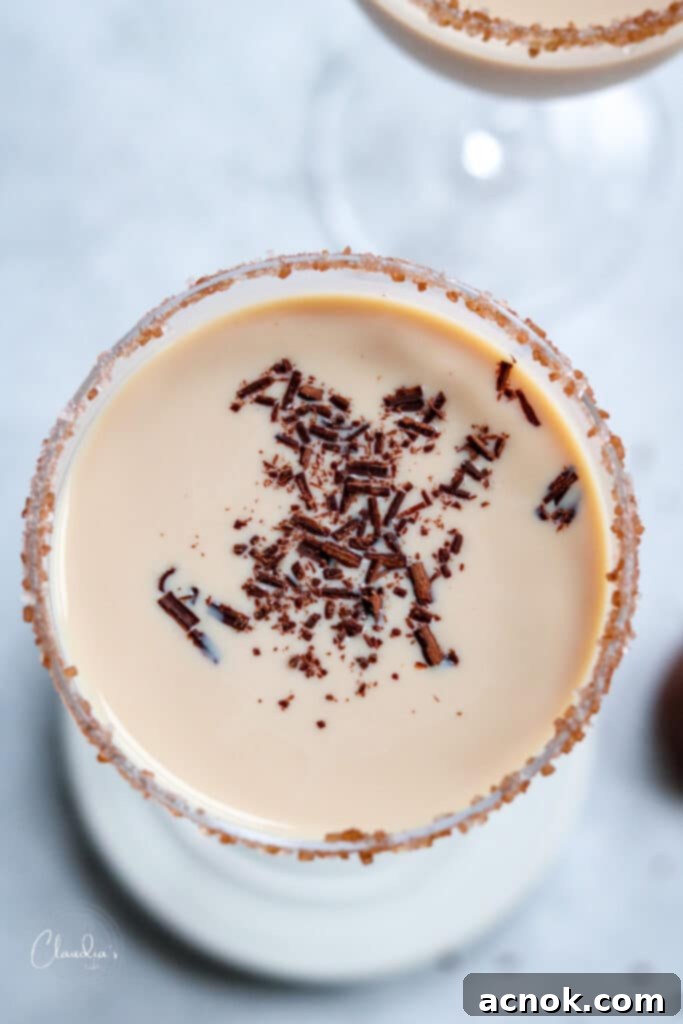 top view of Irish cream and vodka martini 