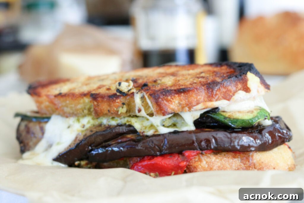 finished grilled vegetable sandwich